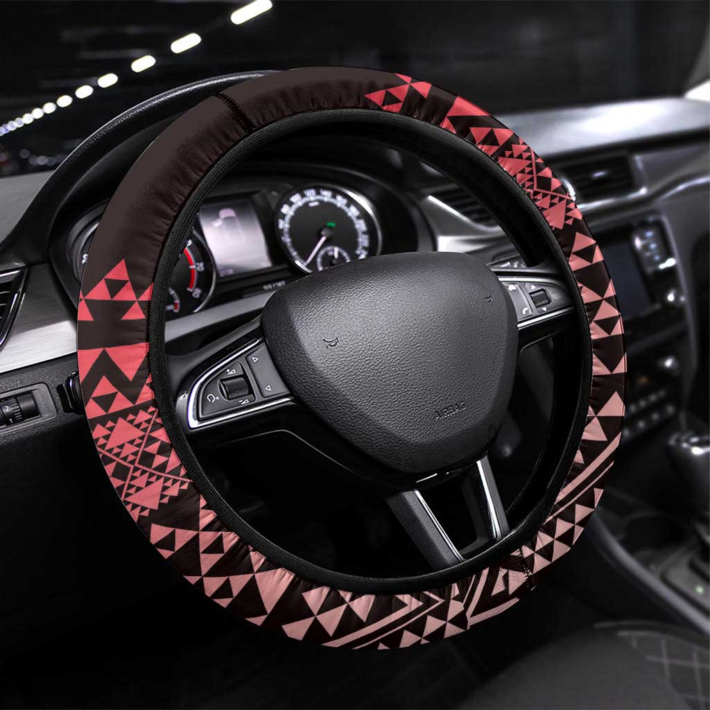 Maori Niho Taniwha Te Wheiao Steering Wheel Cover Terracotta - Polynesian Pride