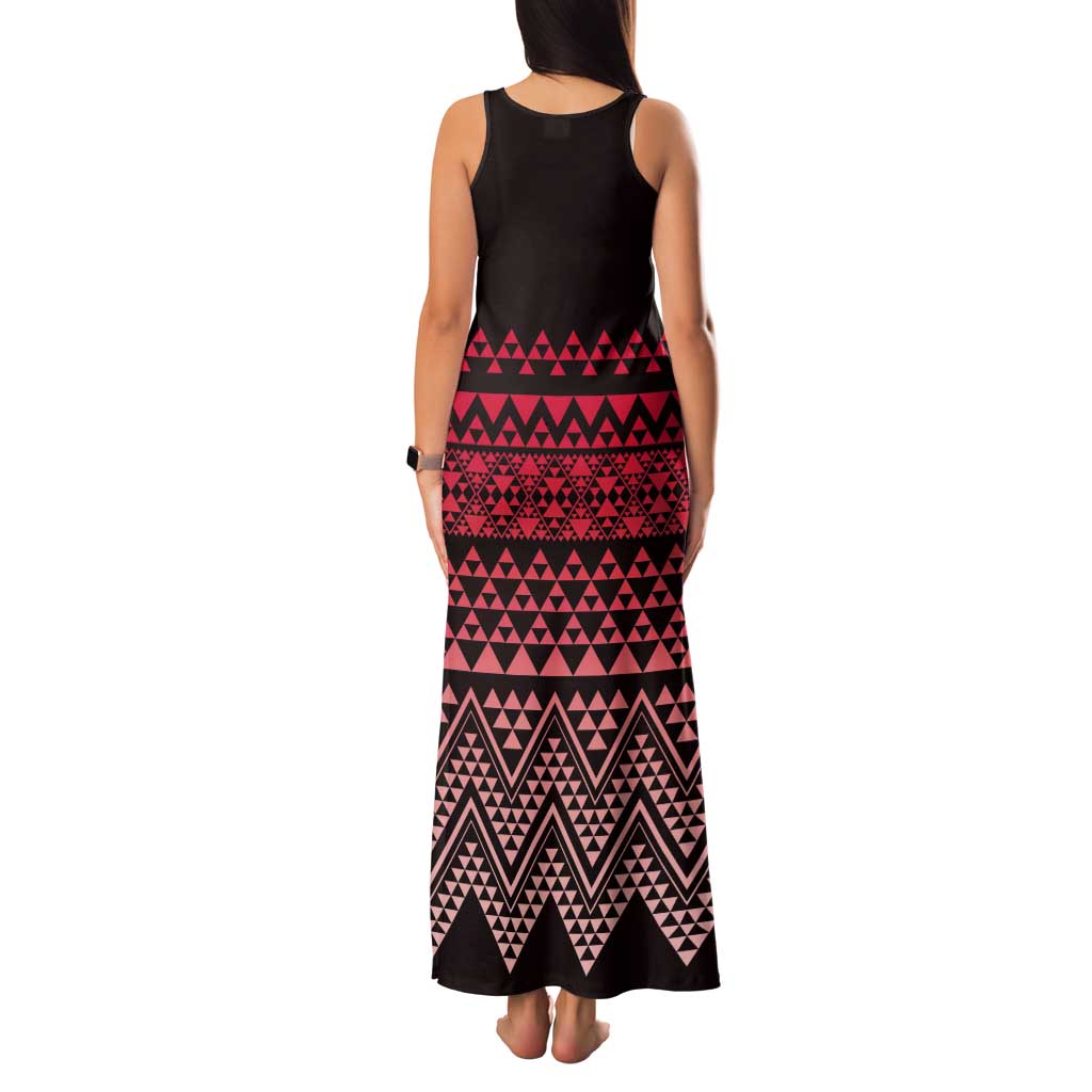 Maori Niho Taniwha Te Wheiao Tank Maxi Dress Terracotta - Polynesian Pride