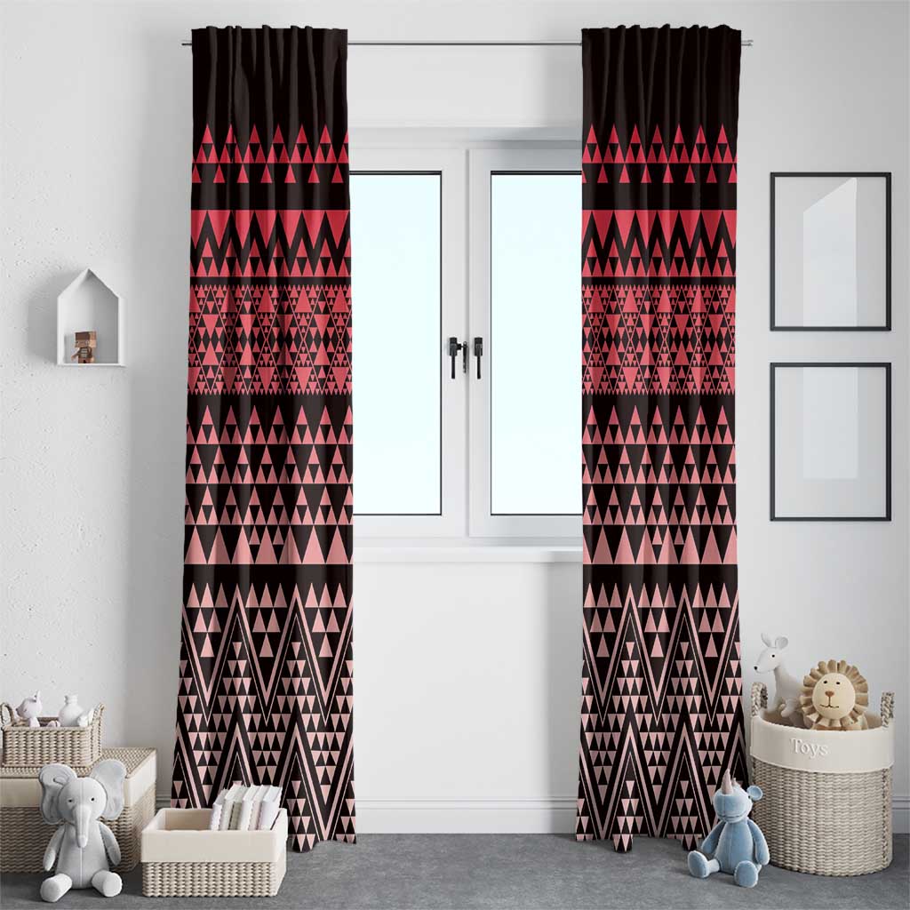 Maori Niho Taniwha Te Wheiao Window Curtain Terracotta - Polynesian Pride
