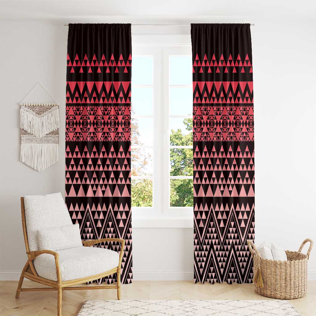 Maori Niho Taniwha Te Wheiao Window Curtain Terracotta - Polynesian Pride