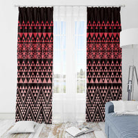 Maori Niho Taniwha Te Wheiao Window Curtain Terracotta - Polynesian Pride