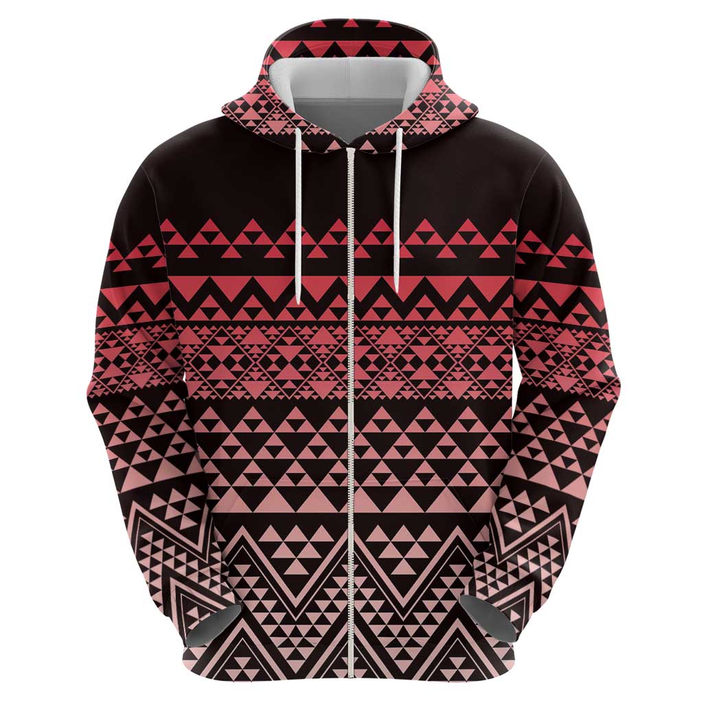 Maori Niho Taniwha Te Wheiao Zip Hoodie Terracotta - Polynesian Pride