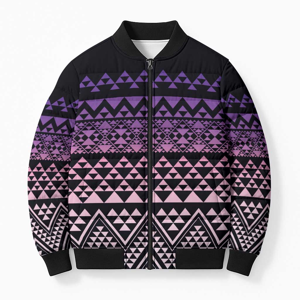 Maori Niho Taniwha Te Wheiao Bomber Puffer Jacket Waiporoporo LT7 Unisex Purple - Polynesian Pride