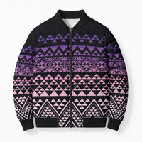 Maori Niho Taniwha Te Wheiao Bomber Puffer Jacket Waiporoporo LT7 Unisex Purple - Polynesian Pride