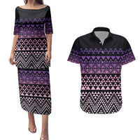 Maori Niho Taniwha Te Wheiao Couples Matching Puletasi and Hawaiian Shirt Waiporoporo - Polynesian Pride