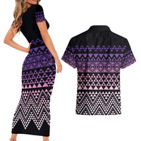 Maori Niho Taniwha Te Wheiao Couples Matching Short Sleeve Bodycon Dress and Hawaiian Shirt Waiporoporo LT7 - Polynesian Pride