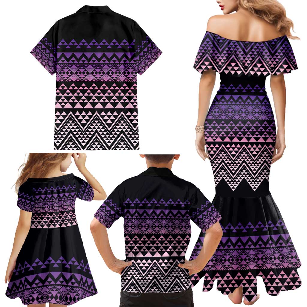 Maori Niho Taniwha Te Wheiao Family Matching Mermaid Dress and Hawaiian Shirt Waiporoporo LT7 - Polynesian Pride
