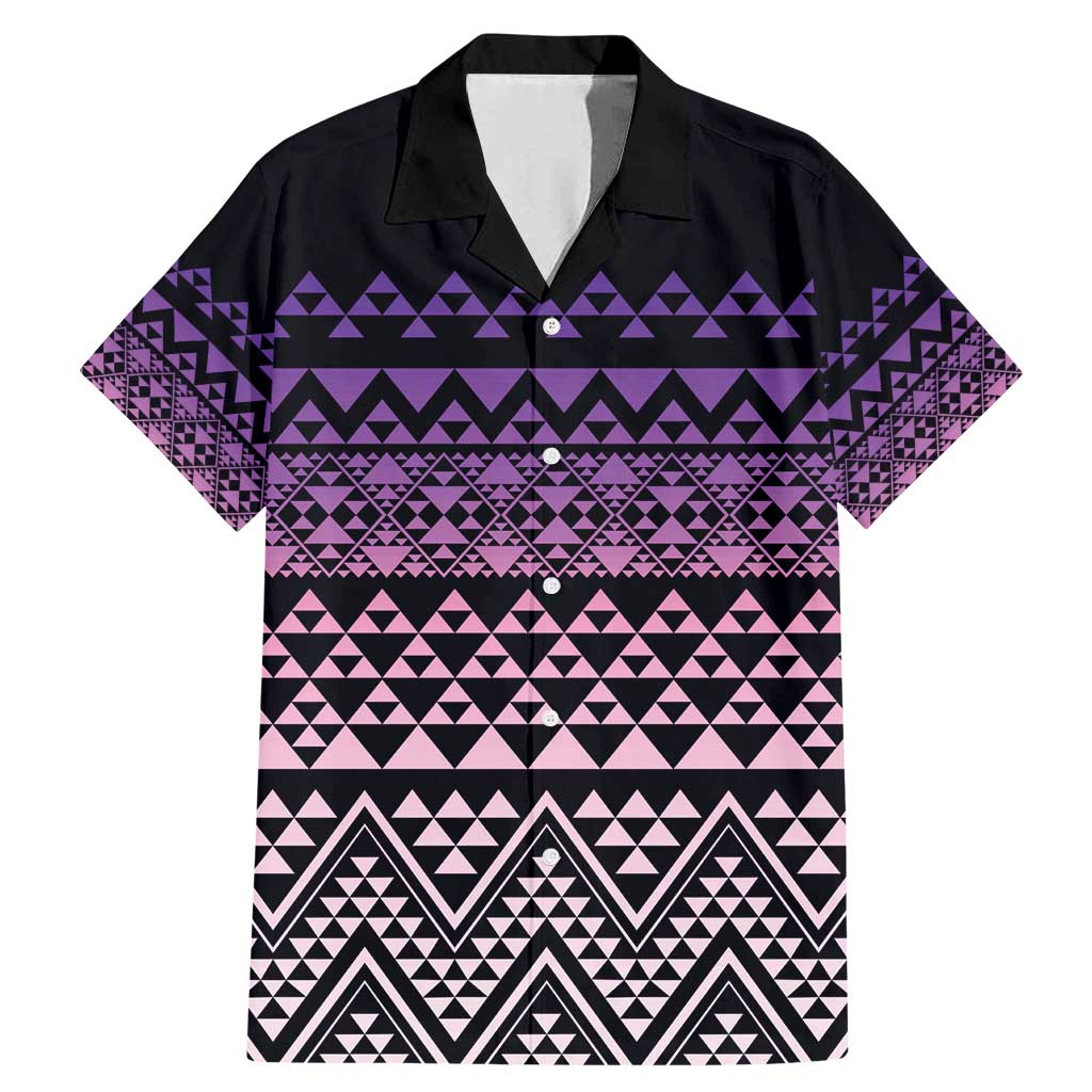 Maori Niho Taniwha Te Wheiao Family Matching Mermaid Dress and Hawaiian Shirt Waiporoporo LT7 Dad's Shirt - Short Sleeve Purple - Polynesian Pride