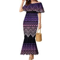 Maori Niho Taniwha Te Wheiao Family Matching Mermaid Dress and Hawaiian Shirt Waiporoporo LT7 Mom's Dress Purple - Polynesian Pride