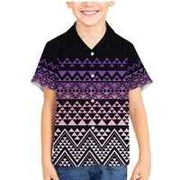 Maori Niho Taniwha Te Wheiao Family Matching Mermaid Dress and Hawaiian Shirt Waiporoporo LT7 Son's Shirt Purple - Polynesian Pride