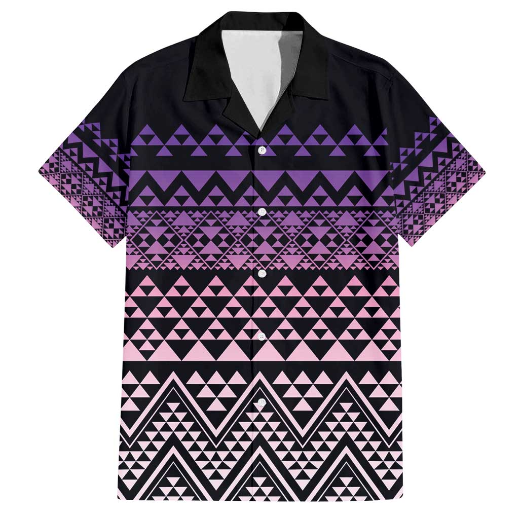 Maori Niho Taniwha Te Wheiao Family Matching Off Shoulder Short Dress and Hawaiian Shirt Waiporoporo LT7 Dad's Shirt - Short Sleeve Purple - Polynesian Pride