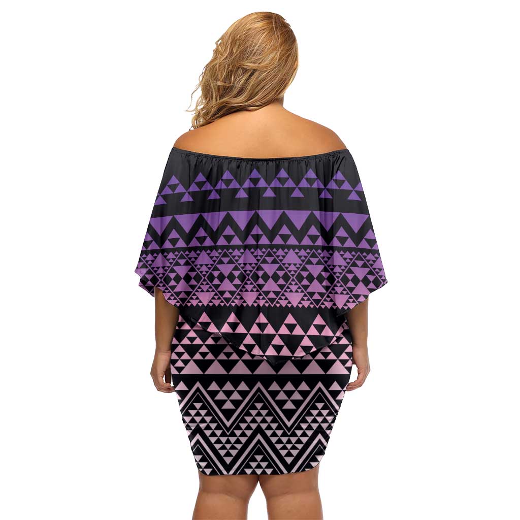 Maori Niho Taniwha Te Wheiao Family Matching Off Shoulder Short Dress and Hawaiian Shirt Waiporoporo LT7 - Polynesian Pride