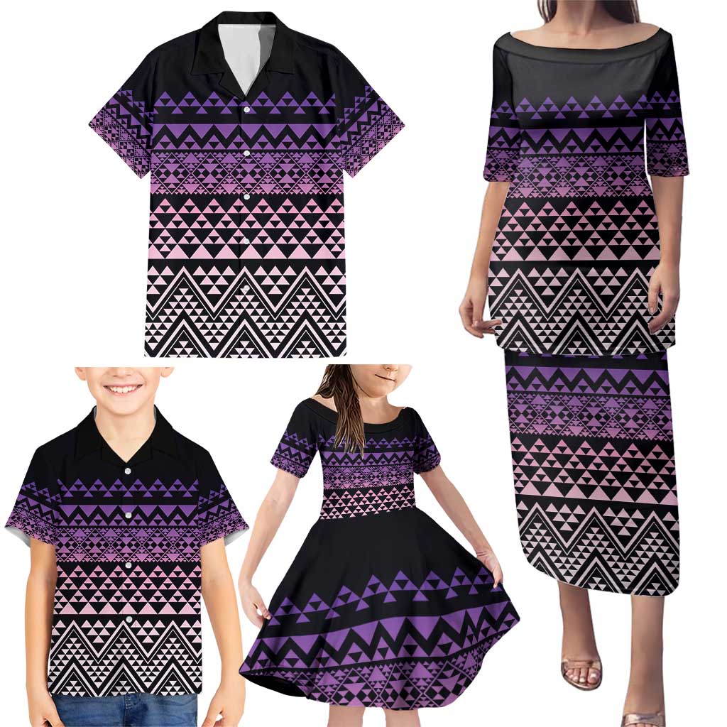 Maori Niho Taniwha Te Wheiao Family Matching Puletasi and Hawaiian Shirt Waiporoporo LT7 - Polynesian Pride