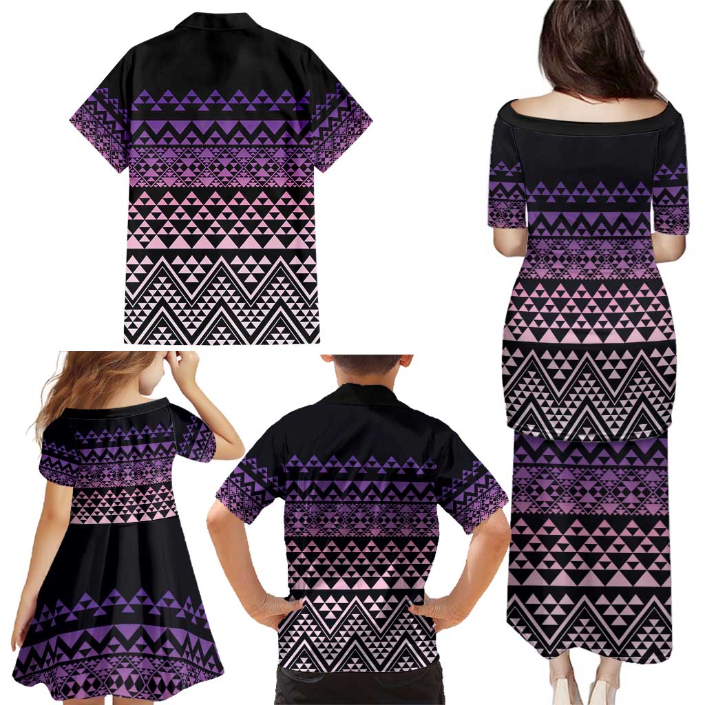 Maori Niho Taniwha Te Wheiao Family Matching Puletasi and Hawaiian Shirt Waiporoporo LT7 - Polynesian Pride