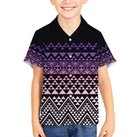 Maori Niho Taniwha Te Wheiao Family Matching Puletasi and Hawaiian Shirt Waiporoporo LT7 Son's Shirt Purple - Polynesian Pride