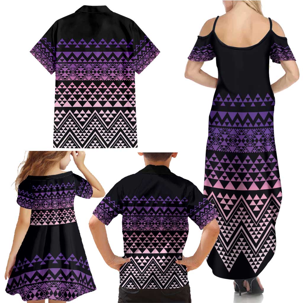 Maori Niho Taniwha Te Wheiao Family Matching Summer Maxi Dress and Hawaiian Shirt Waiporoporo LT7 - Polynesian Pride