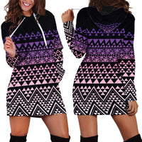 Maori Niho Taniwha Te Wheiao Hoodie Dress Waiporoporo - Polynesian Pride