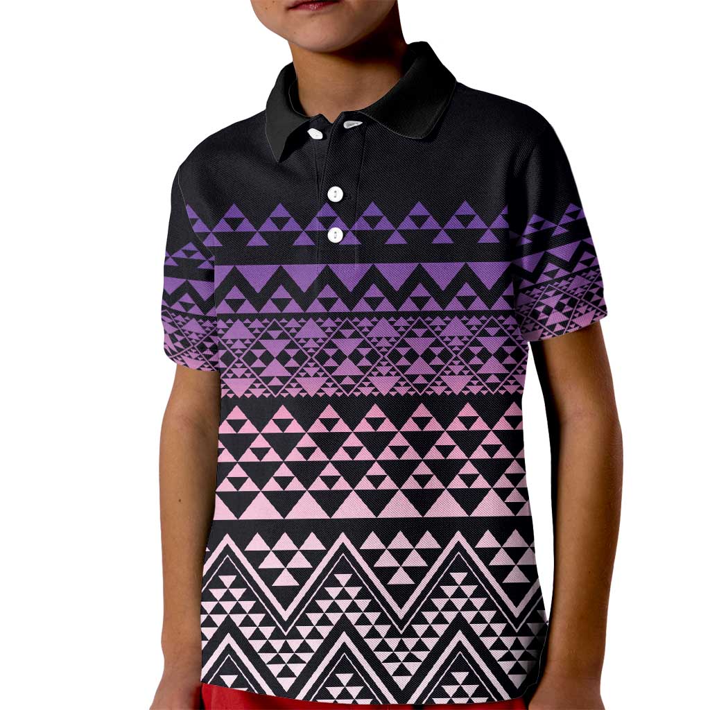 Maori Niho Taniwha Te Wheiao Kid Polo Shirt Waiporoporo - Polynesian Pride