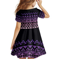 Maori Niho Taniwha Te Wheiao Kid Short Sleeve Dress Waiporoporo - Polynesian Pride