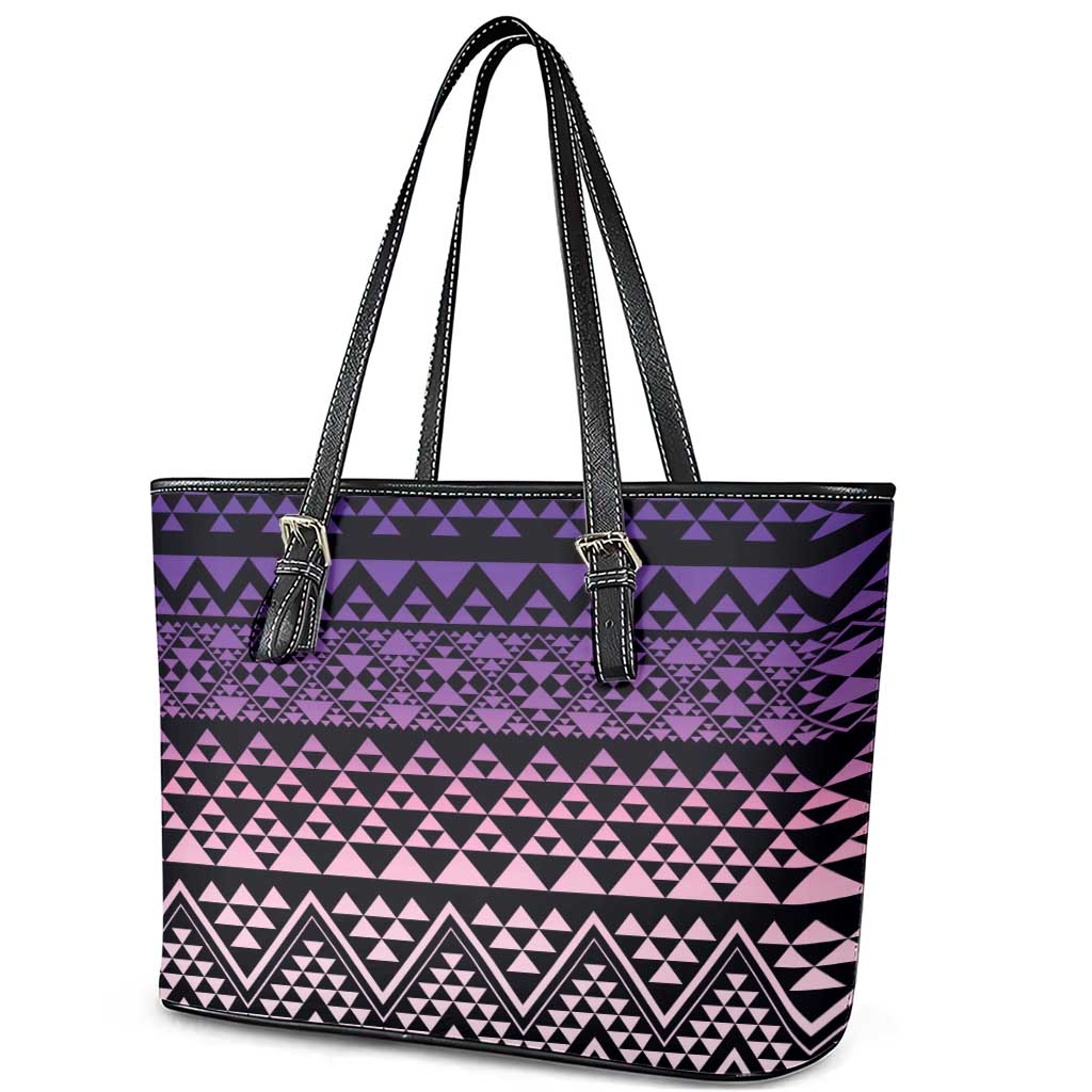 Maori Niho Taniwha Te Wheiao Leather Tote Bag Waiporoporo - Polynesian Pride