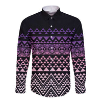 Maori Niho Taniwha Te Wheiao Long Sleeve Button Shirt Waiporoporo LT7 Unisex Purple - Polynesian Pride