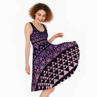 Maori Niho Taniwha Te Wheiao Midi Dress Waiporoporo - Polynesian Pride