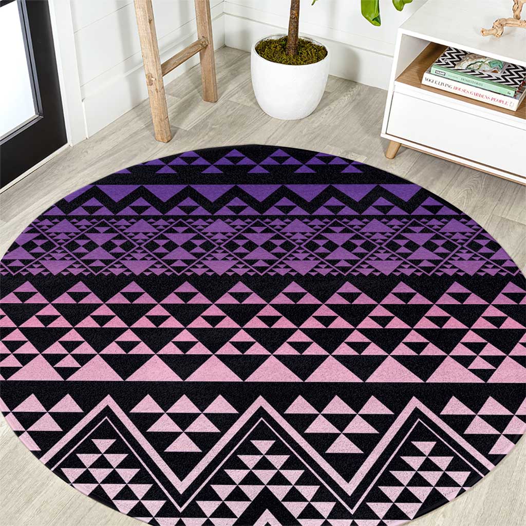 Maori Niho Taniwha Te Wheiao Round Carpet Waiporoporo LT7 Purple - Polynesian Pride