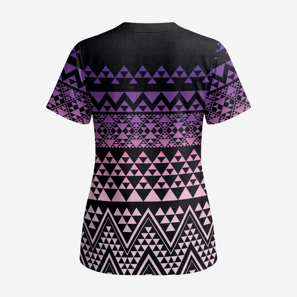 Maori Niho Taniwha Te Wheiao Scrub Top Waiporoporo - Polynesian Pride