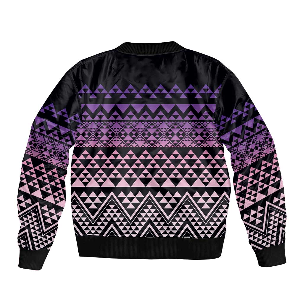 Maori Niho Taniwha Te Wheiao Sleeve Zip Bomber Jacket Waiporoporo - Polynesian Pride