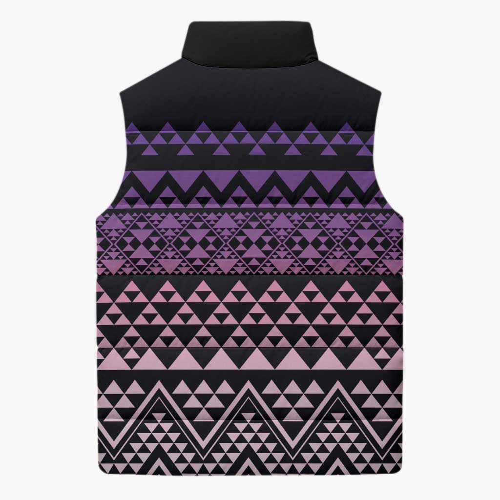 Maori Niho Taniwha Te Wheiao Sleeveless Puffer Jacket Waiporoporo - Polynesian Pride