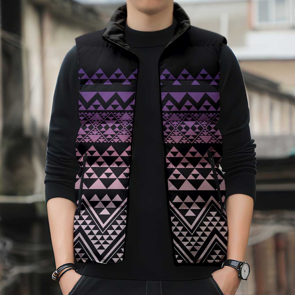Maori Niho Taniwha Te Wheiao Sleeveless Puffer Jacket Waiporoporo - Polynesian Pride
