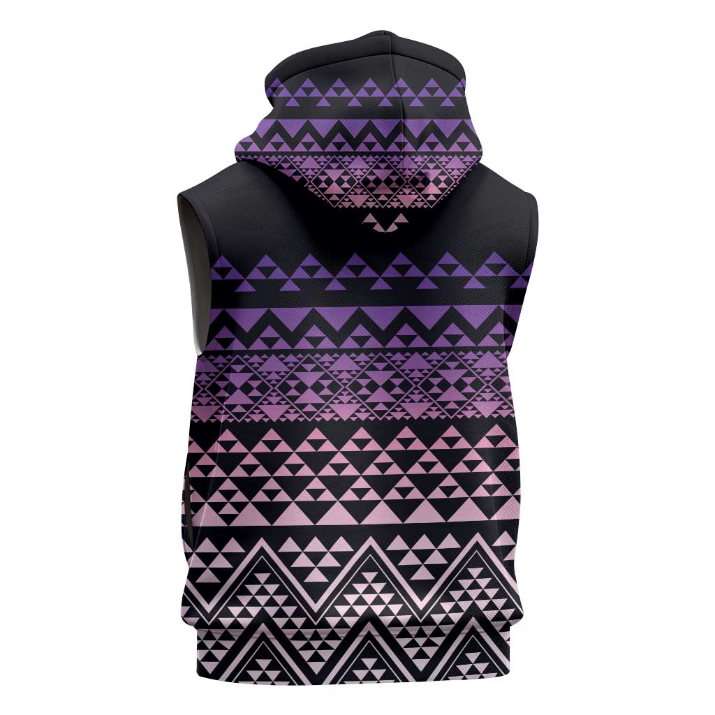 Maori Niho Taniwha Te Wheiao Sleeveless Zip Hoodie Waiporoporo - Polynesian Pride