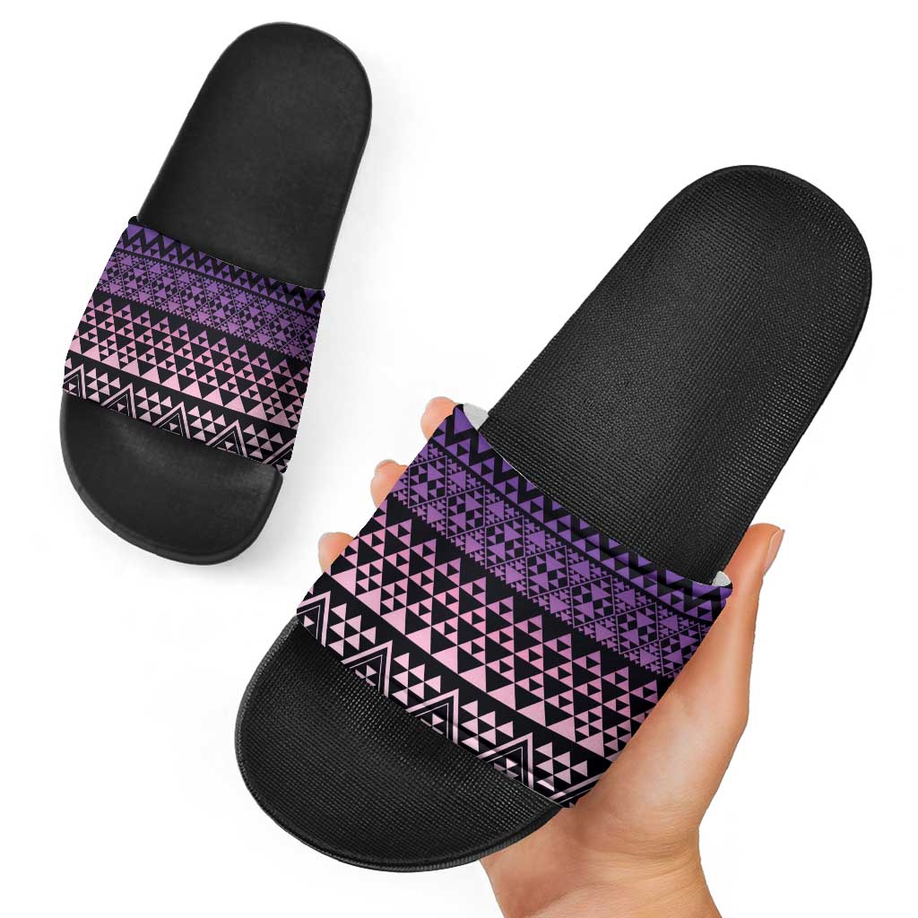 Maori Niho Taniwha Te Wheiao Slide Sandals Waiporoporo - Polynesian Pride