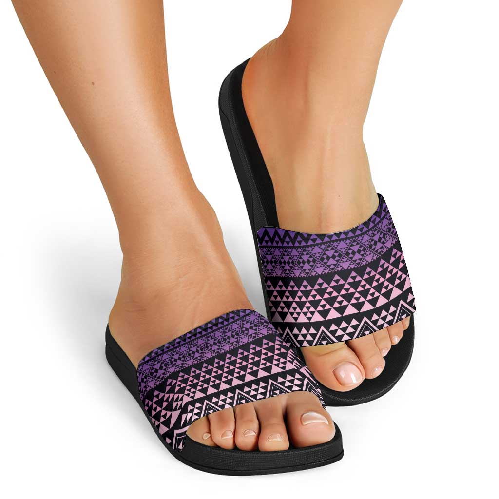 Maori Niho Taniwha Te Wheiao Slide Sandals Waiporoporo - Polynesian Pride