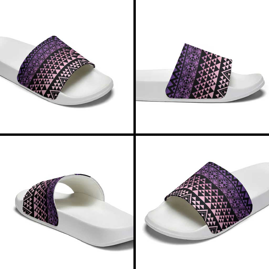 Maori Niho Taniwha Te Wheiao Slide Sandals Waiporoporo - Polynesian Pride