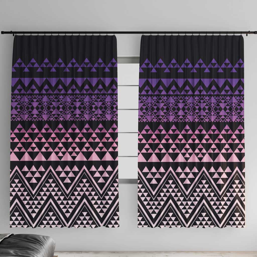 Maori Niho Taniwha Te Wheiao Window Curtain Waiporoporo - Polynesian Pride