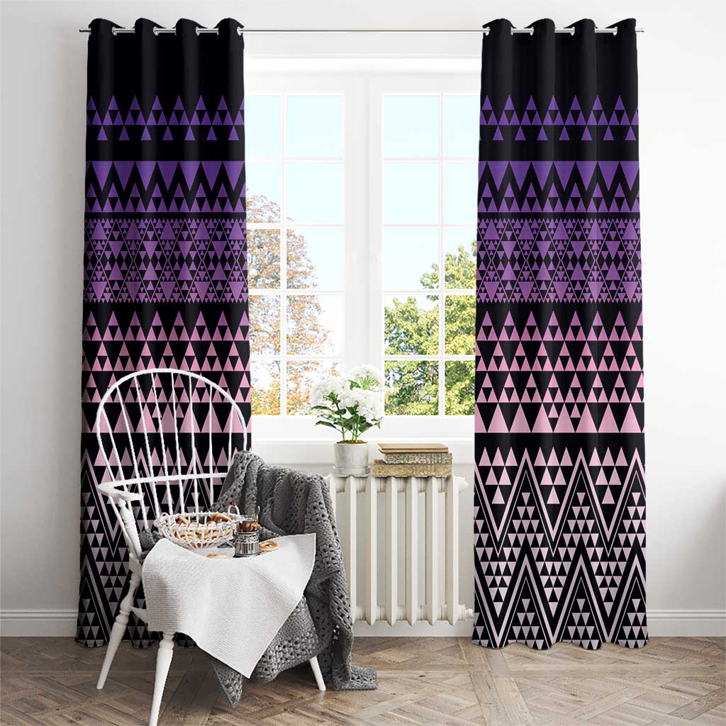Maori Niho Taniwha Te Wheiao Window Curtain Waiporoporo - Polynesian Pride