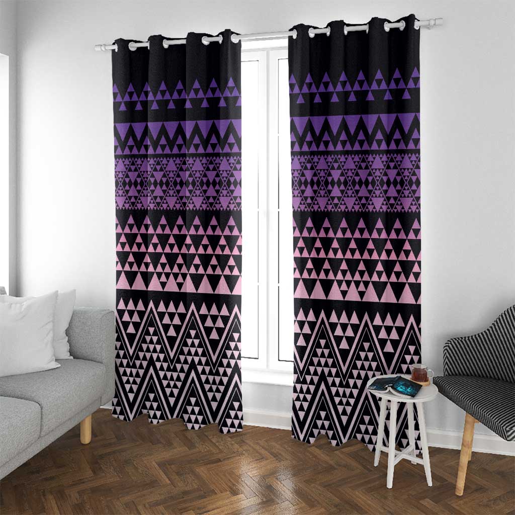 Maori Niho Taniwha Te Wheiao Window Curtain Waiporoporo - Polynesian Pride