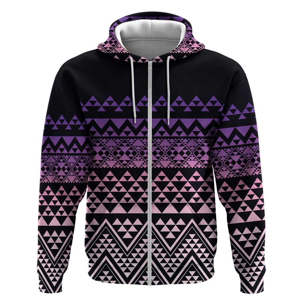 Maori Niho Taniwha Te Wheiao Zip Hoodie Waiporoporo - Polynesian Pride