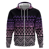 Maori Niho Taniwha Te Wheiao Zip Hoodie Waiporoporo - Polynesian Pride
