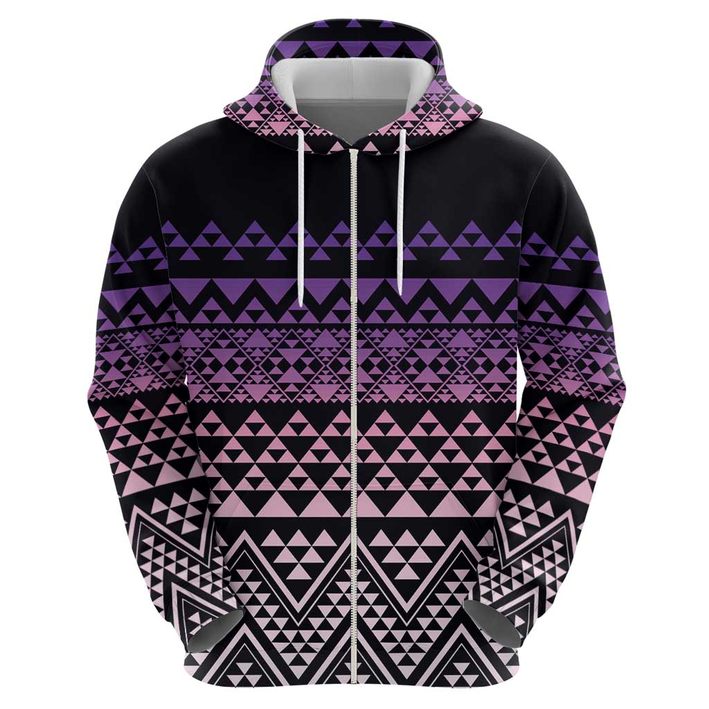 Maori Niho Taniwha Te Wheiao Zip Hoodie Waiporoporo - Polynesian Pride
