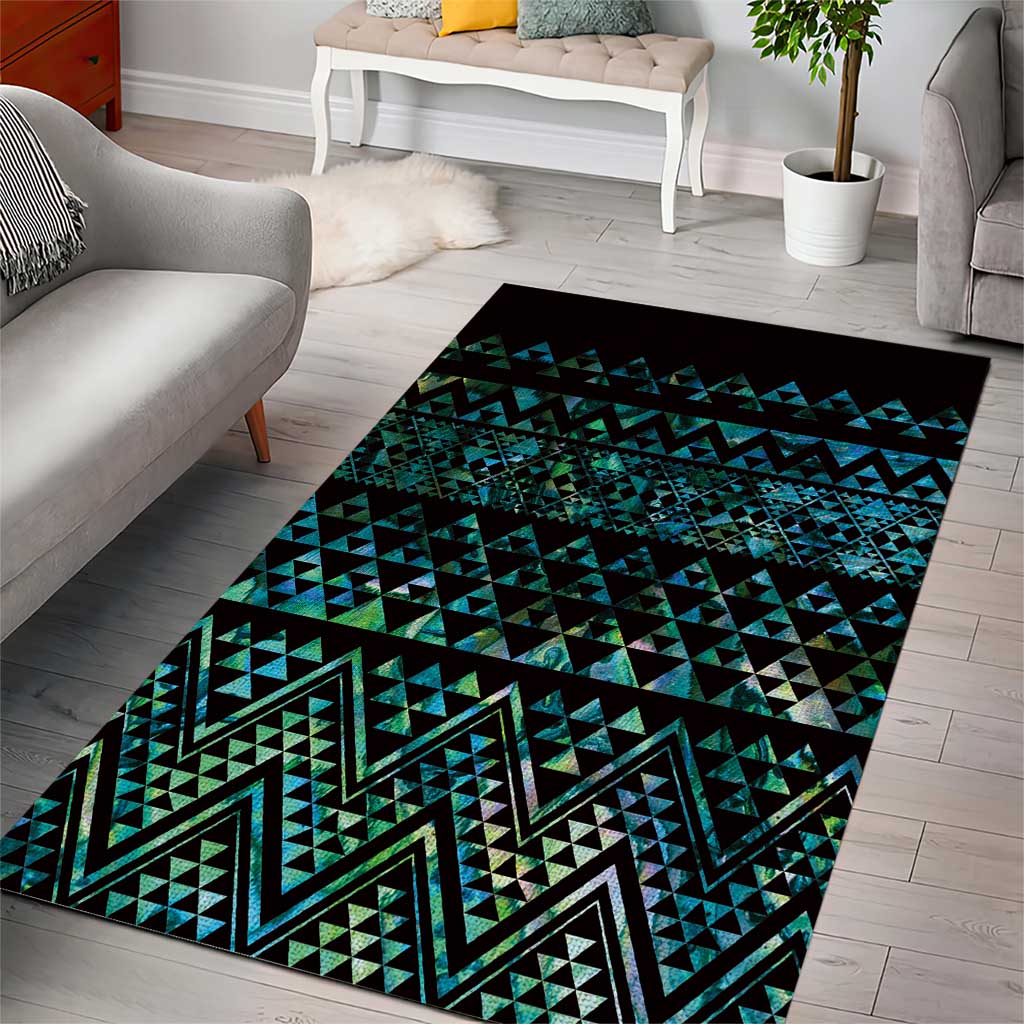 Maori Niho Taniwha Te Wheiao Area Rug Paua Shell - Polynesian Pride