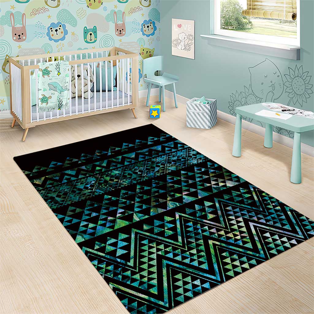 Maori Niho Taniwha Te Wheiao Area Rug Paua Shell - Polynesian Pride