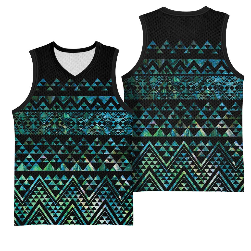 Maori Niho Taniwha Te Wheiao Basketball Jersey Paua Shell - Polynesian Pride
