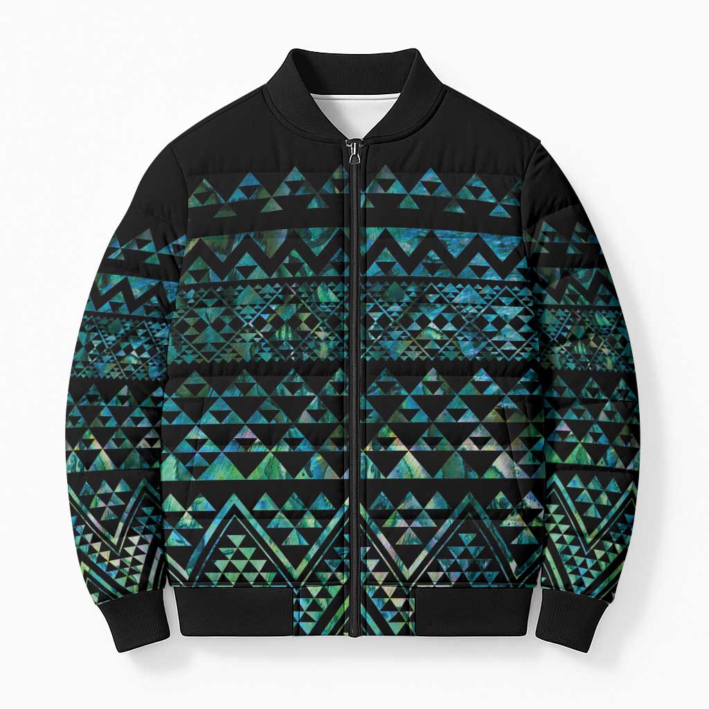 Maori Niho Taniwha Te Wheiao Bomber Puffer Jacket Paua Shell LT7 Unisex Colorful - Polynesian Pride