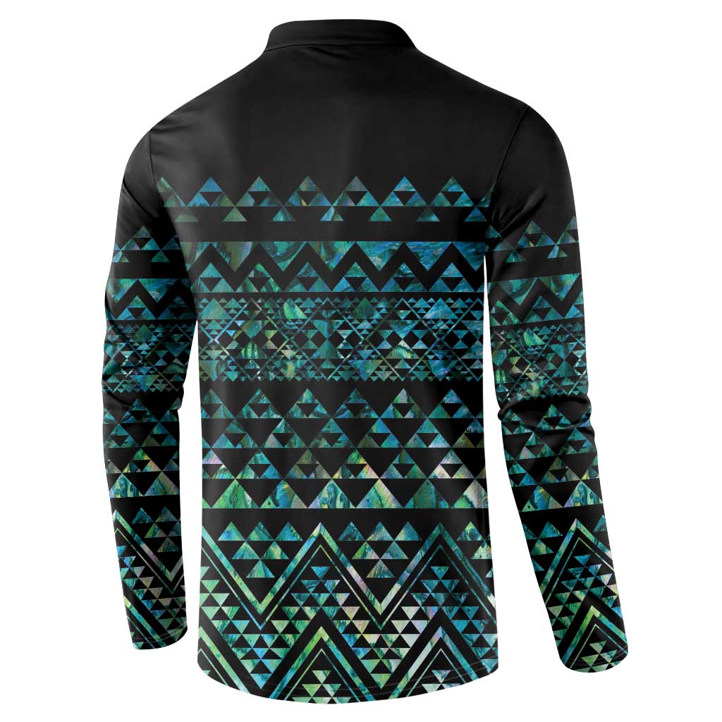 Maori Niho Taniwha Te Wheiao Button Sweatshirt Paua Shell - Polynesian Pride