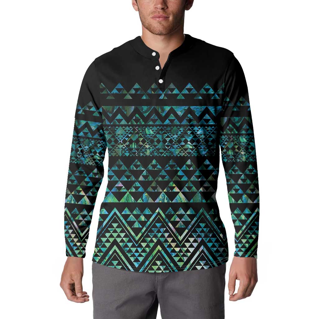 Maori Niho Taniwha Te Wheiao Button Sweatshirt Paua Shell - Polynesian Pride