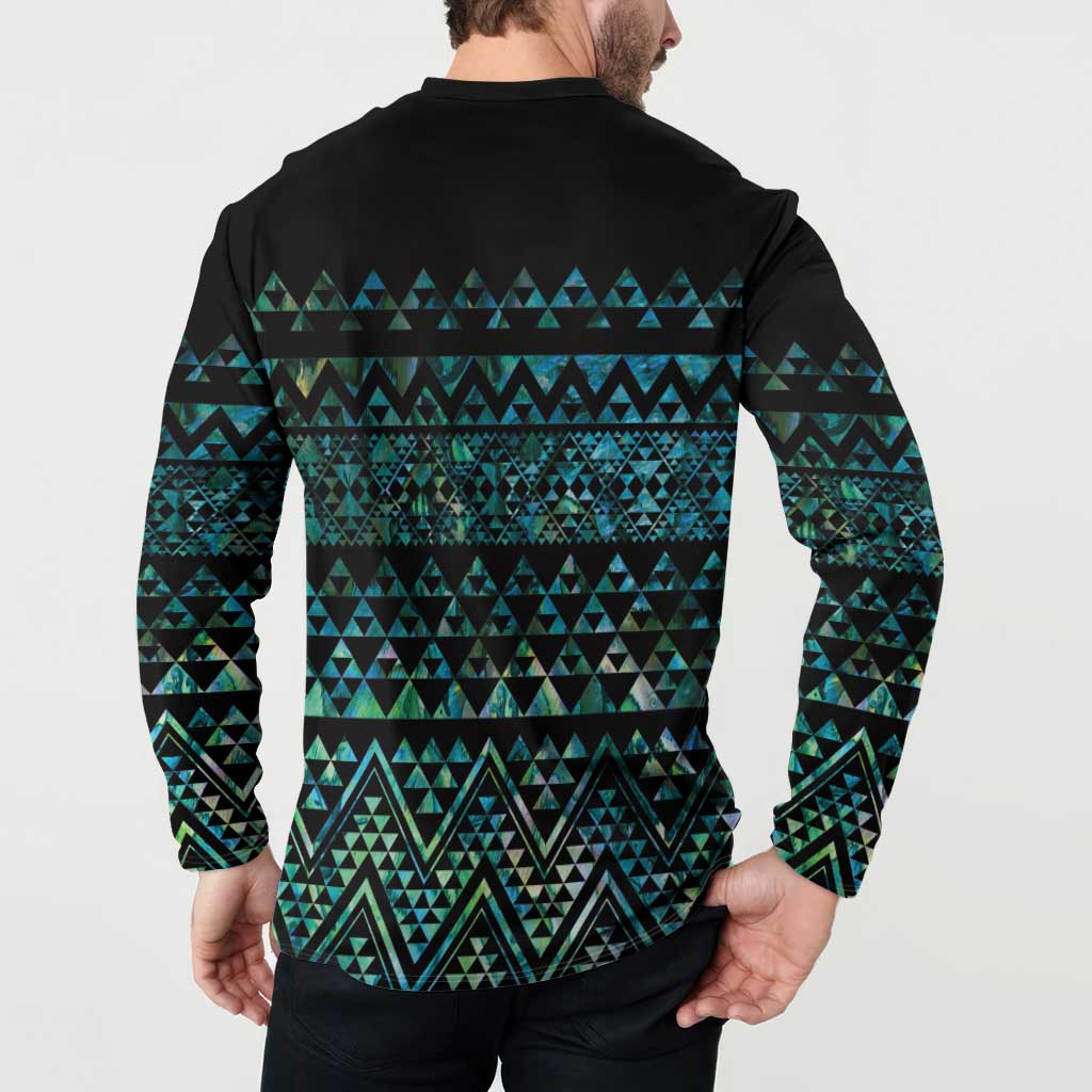 Maori Niho Taniwha Te Wheiao Button Sweatshirt Paua Shell - Polynesian Pride