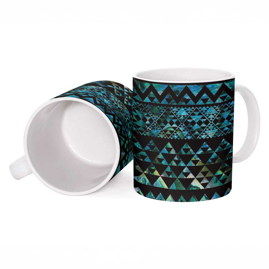 Maori Niho Taniwha Te Wheiao Ceramic Mug Paua Shell - Polynesian Pride