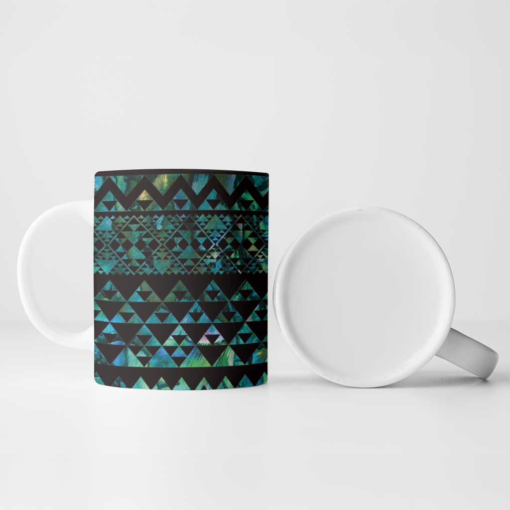 Maori Niho Taniwha Te Wheiao Ceramic Mug Paua Shell - Polynesian Pride